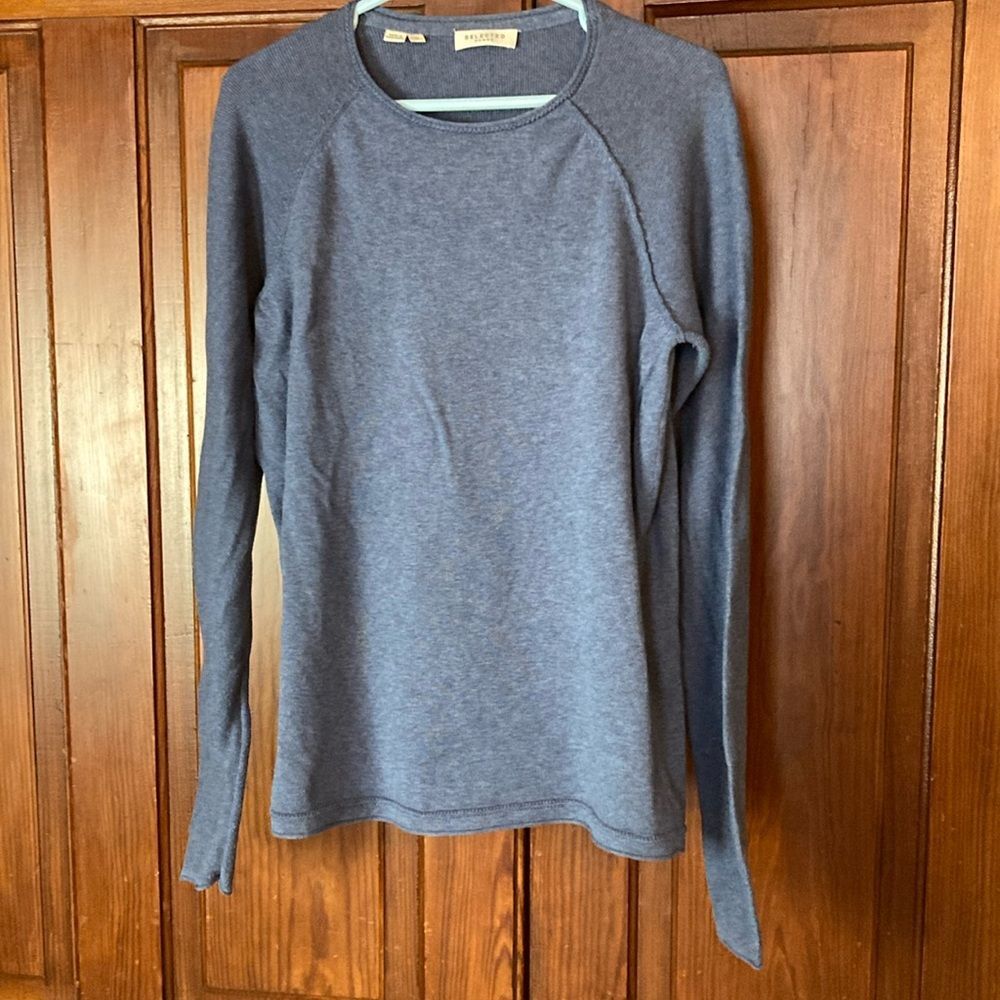Selected Homme Men’s Tight Knit 100% Organic Cotton Blue Pullover Sweater Size M